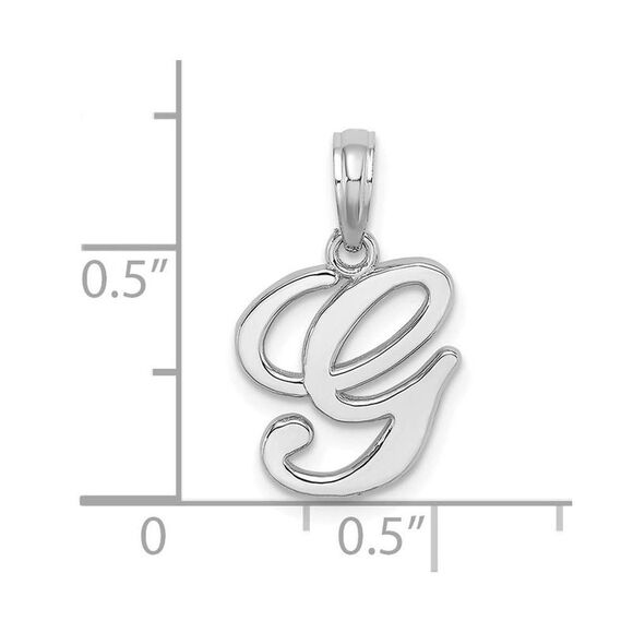 10K White Gold Polished G Script Initial Charm - Picture 8 of 9